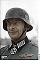[en→mr]A German stahlhelm during World War II.