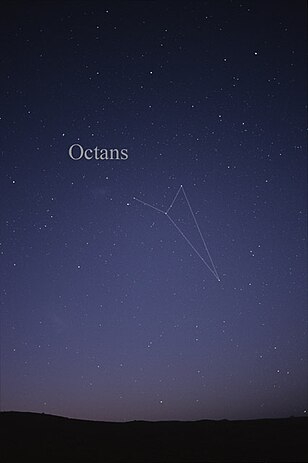 Das Sternbild Octans, wie es mit dem bloßen Auge gesehen werden kann