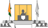 Em ambientes fechados, a bandeira da Índia deve sempre ser representada à direita (esquerda dos observadores), como símbolo de autoridade perante as outras bandeiras.