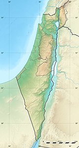 Mapa konturowa Izraela, blisko centrum u góry znajduje się punkt z opisem „Dolina Ajalon”