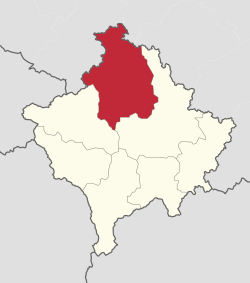 Location of Mitrovica District in Kosovo