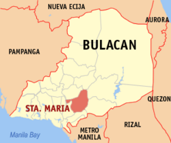 Mapa ning Bulacan ampong Santa Maria ilage
