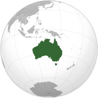 Ligging van Australië op 'n wêreldkaart
