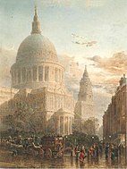 Incisione romantica del XIX secolo della cattedrale dopo una pioggia serale, di Edward Angelo Goodall