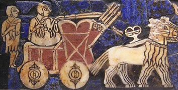 History of technology: The wheel, invented sometime before the 4th millennium BC, is one of the most ubiquitous and important technologies. This detail of the "Standard of Ur", c. 2500 BCE., displays a Sumerian chariot.