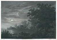 Sielitzerberg am Ufer der Elbe, akwatinta Hendricha Božidara Wjele, 1800