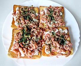 Shrimp toast with dill