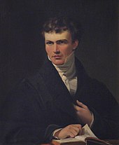 Half-length portrait of a young man with a book