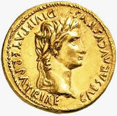 Aureus of Augustus, the first Roman Emperor. of Roman Empire