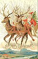 Carte poștală cu Moș Crăciun și renii săi, 1907