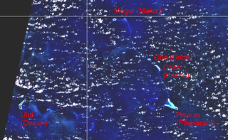NASA-Satellitenbild, mit Gemeindenamen eingetragen