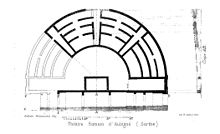 Reproduction en noir et blanc du plan d'un théâtre antique