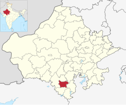 Location of Salumbar district in Rajasthan