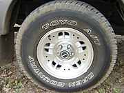 A typical Toyo all terrain tire, the Toyo Open country A/T