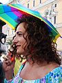 Vladimir Luxuria al Roma Pride 2008. Entrata a far parte del Circolo Mario Mieli alla fine degli anni ottanta, è ideatrice delle serate Muccassassina. Prima donna transgender eletta in un Parlamento europeo.