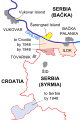 Evolução da fronteira na Sírmia e reivindicações em torno de Vukovar.
