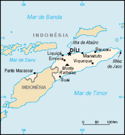 Mapa de Timor Este con ciudaz