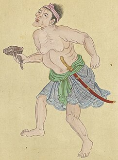 Depiction of a Khmer farmer in 1759 from the Qing Imperial Illustrations of Tributary Peoples