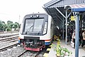 Kereta api Sri Lelawangsa di Stasiun Binjai; satu-satunya layanan kereta api di stasiun ini.
