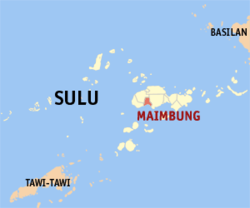 Mapa de Sulu con Maimbung resaltado