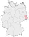 Map of approximate Sorb-inhabited area in Germany