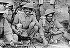 Indian infantrymen of the 7th Rajput Regiment about to go on patrol on the Arakan front in Burma, 1944.