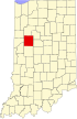 State map highlighting Tippecanoe County
