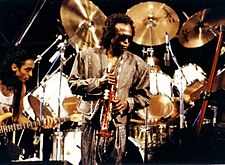 Miles Davis, mientres d'una actuación en o Festival de Niza de 1989.