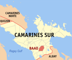 Mapa ning Camarines Sur ampong Baao ilage