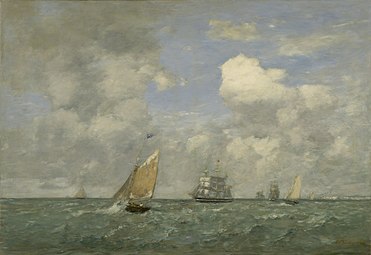 Navires et voiliers quittant le port du Havre, 1887 Washington, National Gallery of Art[89]