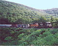 A Norfolk Southern train at Horseshoe Curve near Altoona, Pennsylvania.