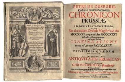 The Chronicon terrae Prussiae is the first major chronicle of the Teutonic Order in Prussia