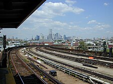 Lower Manhattan skyline from the station prior to the September 11 attacks