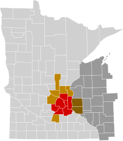 Minneapolis-St. Paul metropolitan statistical area (Met Council counties in red)