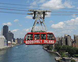 A szigetet Manhatannel az East River felett összekötő kabinos felvonó