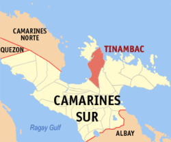 Mapa ning Camarines Sur ampong Tinambac ilage