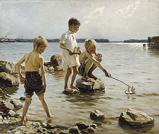 Boys Playing Upon the Shore (1884)