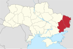 Map indicating the location of Donbass within Ukraine