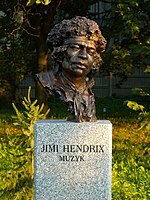 Busto de Jimi Hendrix em Kielce na Polônia.