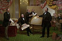 William H. Seward Alaskan sopimuksen allekirjoitustilaisuudessa vuonna 1867
