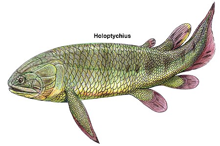 Life restoration of Holoptychius sp.