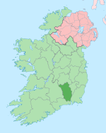 Comté de Kilkenny en vert sombre, Irlande en vert clair.