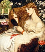 Lady Lilith (1868), Delaware Kunsmuseum (Fanny Cornforth, oorgeskilder by Kelsmcott 1872–73 met die gelaatstrekke van Alexa Wilding)[62]
