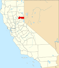Map of California highlighting Sierra County