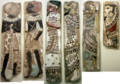 Glass and faience inlays found at the royal palace of Medinet Habu depicting Egypt's traditional enemies