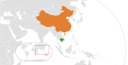 Map indicating locations of Cambodia and China