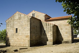 Rural church of São Pedro de Lourosa, Portugal, built in the 10th century it has the simplest type of square-shape apsidal east end.