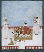 Company painting by Dip Chand (c. 1760 – c. 1764) depicting an official of the East India Company, perhaps William Fullerton of Rosemount, surgeon and mayor of Calcutta in 1757