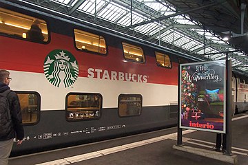 Swiss Federal Railways Starbucks double-deck dining car