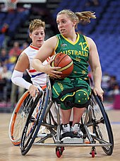 Wheelchair basketball players on the court